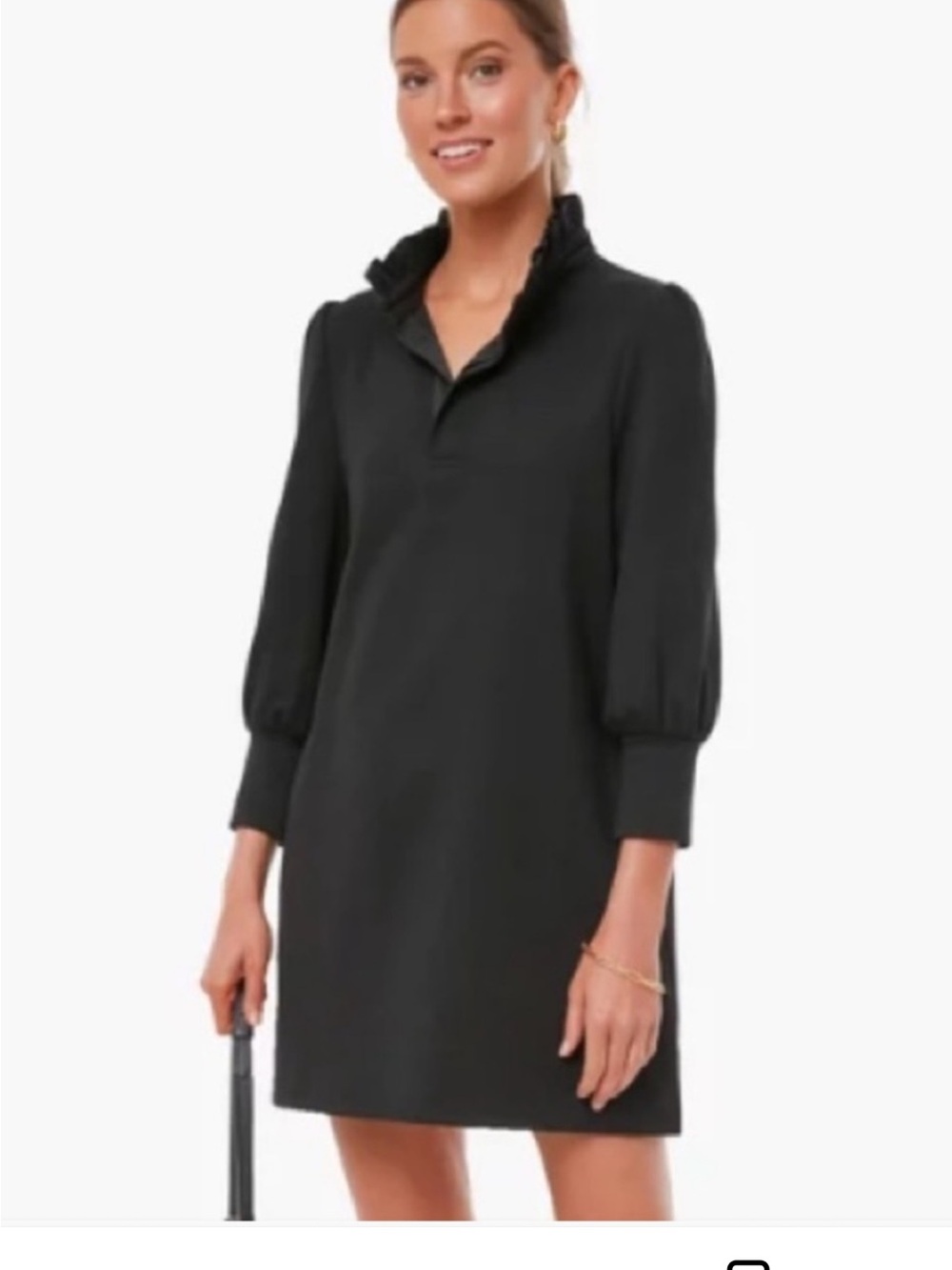 Tuckernuck Pomander Place Black Ruffle-Neck Charlotte Mini Dress - Picture 3 of 10